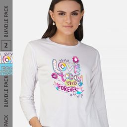 CHOZI Pack Of 2 Typography Printed Cotton T-shirt-image-125