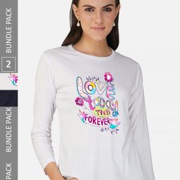 CHOZI Pack Of 2 Typographic Printed Long Sleeves Cotton T-shirt-picture-15