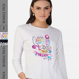 CHOZI Pack 2 Typography Printed Round Neck Cotton T-shirt-image-98