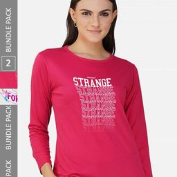 CHOZI Pack 2 Typography Printed Round Neck Cotton T-shirt-image-93
