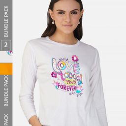 CHOZI Pack Of 2 Printed Round Neck Cotton Casual T-shirt-image-79