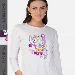 CHOZI Pack Of 2 Typography Printed Cotton T-shirts-picture-31