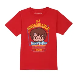 Harry Potter by Wear Your Mind Boys Red Typography Printed T-shirt-image-47