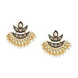 Shining Jewel - By Shivansh Gold-Plated Black & White Crescent Shaped Chandbalis-picture-44