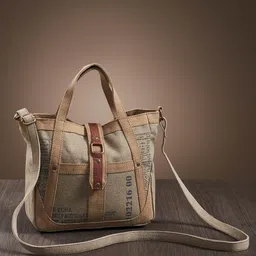 Mona B Brown Cotton Canvas Messenger Crossbody Vintage Sling Bag with Stylish Design-20