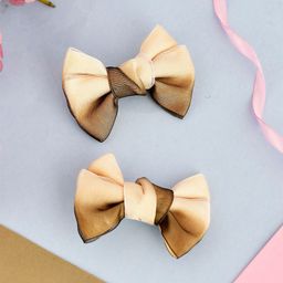 Silvermerc Designs Girls Set of 2 Beige & Cream-Coloured Shaded French Barrette-4