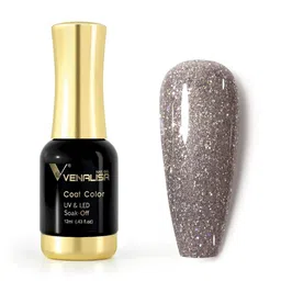 VENALISA Coat Color UV & LED Soak Off Gel Nail Polish 12ml - Grey Glitter 1105-image-7