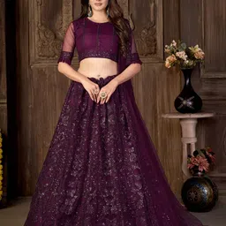 Kvsfab Embroidered Sequinned Semi-Stitched Lehenga & Blouse With Dupatta-43