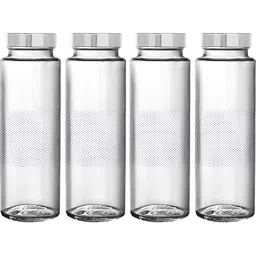 tyche enterprises Transparent Set of 4 Glass Solid Water Bottle-7