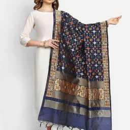 ESCORA Ethnic Motifs Woven Design Zari Dupatta-picture-33