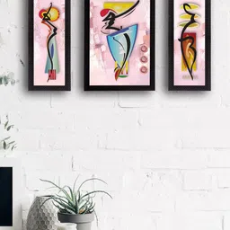 eCraftIndia Set of 3 Dancing Lady UV Wall Arts-image-22