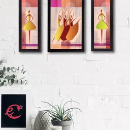 eCraftIndia Set of 3 Multicoloured Dancing Lady UV Wall Art-17