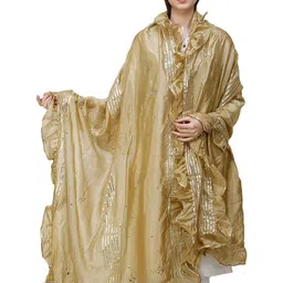 Exotic India Hemp Art Silk Dupatta with Gota Patches and Frill Border-picture-28