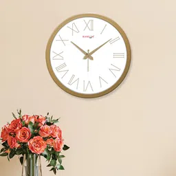 RANDOM White & Gold-Toned Contemporary Wall Clock-56
