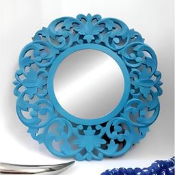 VAS collection home Blue Textured Wooden Wall Mirror-image-16