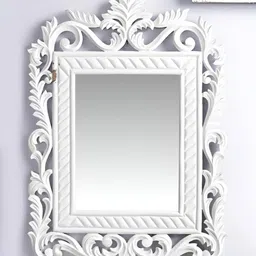VAS collection home Floral Patterned Wooden Wall Mirror-picture-42