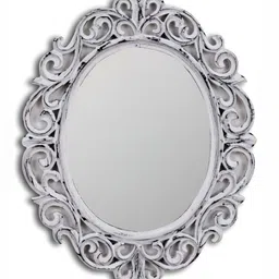 VAS collection home White Ethnic Motifs Patterned Wooden Wall Mirror-50