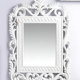 VAS collection home White Ethnic Motifs Patterned Wooden Wall Mirror-34