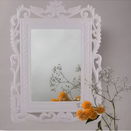 VAS collection home Floral Patterned Wooden Wall Mirror-image-97
