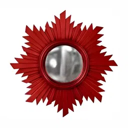 VAS collection home Red Patterned Wooden Wall Mirror-image-20