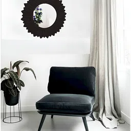 VAS collection home Black Floral Patterned Wooden Wall Mirror-image-53