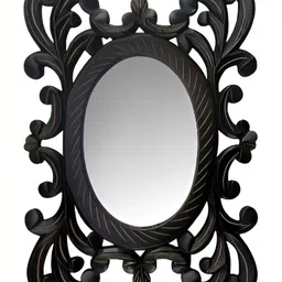 VAS collection home Floral Patterned Wooden Wall Mirror-image-92
