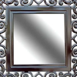 VAS collection home Brown Floral Patterned Wooden Wall Mirror-picture-11