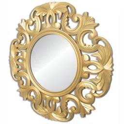 VAS collection home Floral Patterned Wooden Wall Mirror-image-67
