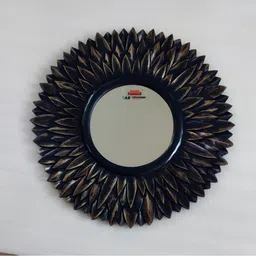 VAS collection home Brown Floral Patterned Wooden Wall Mirror-picture-37