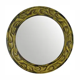 VAS collection home Green Floral Patterned Wooden Wall Mirror-34