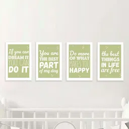 Art Street Kids White & Green 4 Pieces Big Tunnel UV Coating Painting Wall Art-30