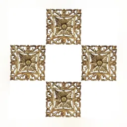 VAS collection home Gold Toned 4 Pieces Textured Wooden Wall Plates-picture-26