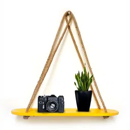 VAH Kya Bat Hai !! Yellow & Brown Floating Hanging Wall Shelf-picture-30