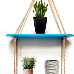 VAH Kya Bat Hai !! Blue 2 Layer Wooden Floating Shelves-picture-23