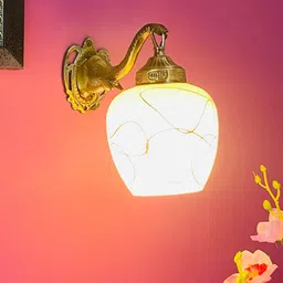 foziq White & Golden Printed Glass Wall Lamp-picture-35