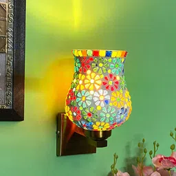 foziq White & Blue Printed Glass Wall Lamp-image-68