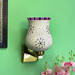 foziq White & Yellow Textured Glass Wall Lamp-image-53