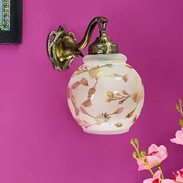 foziq White & Brown Printed Glass Wall Lamps-33