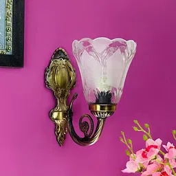 foziq Transparent & Yellow Textured Glass Wall Lamp-12