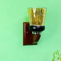 foziq Yellow & Brown Printed Glass Wall Lamp-picture-47