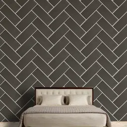 Jaamso Royals Grey & White Brick Design Geometric Self Adhesive Removable Wallpaper-33