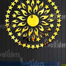Wall1ders 50 Pieces Gold Toned Acrylic Mirror Wall Stickers-image-75