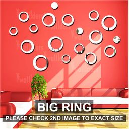 Wall1ders Silver Toned & Green 18 Pieces Self Adhesive Round Mirror Wall Stickers-picture-26