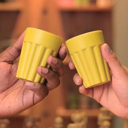 eha Yellow Set of 2 Solid Kulhads-73