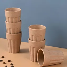eha Beige 6 Pieces Textured Kulladhs Cups 100 ml each-2