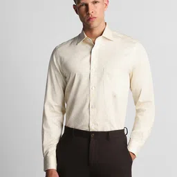 Louis Philippe Classic Tailored Fit Ethnic Printed Spread Collar Cotton Formal Shirt-image-67