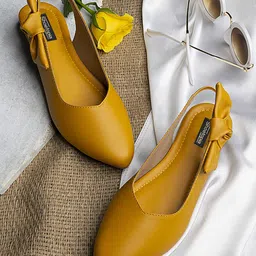 Shoetopia Women Mustard Solid Ballerinas-image-96
