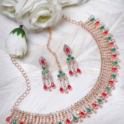 Sukkhi Gold-Plated Kundan & AD Studded Necklace Jewellery Set-image-39