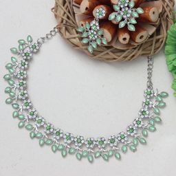 Atasi International Silver-Plated Crystal Studded Jewellery Set-image-8