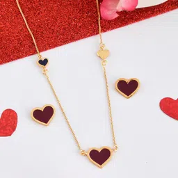Voylla Gold-Plated Hearts Enamel Pendant Set-image-74